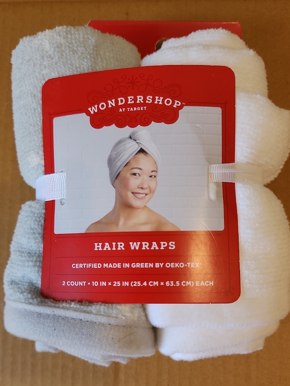 Wondershop Towel Hair Wraps - White & Light Gray (2-Pack)